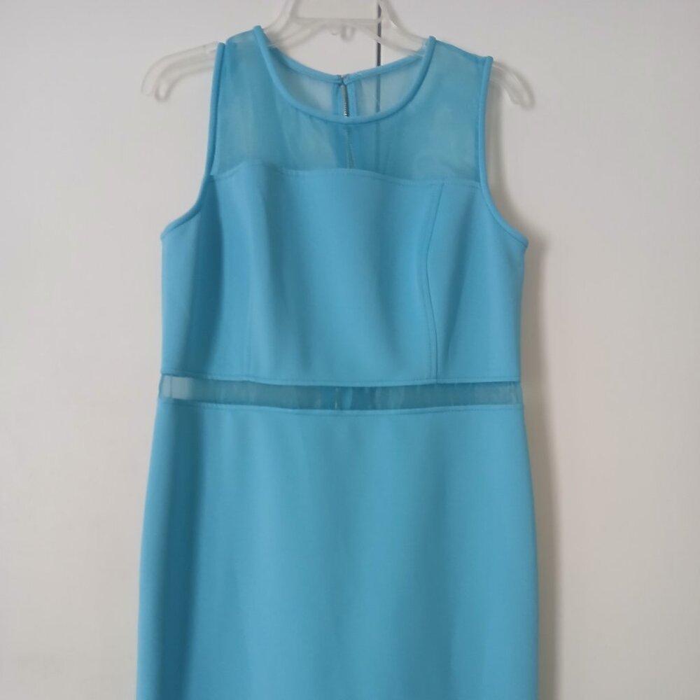 Calvin Klein  Sheer Neck & Waist Dress Blue